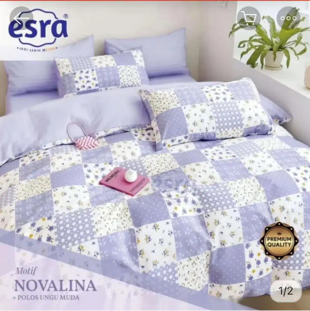Seprai patchwork ungu katun premium