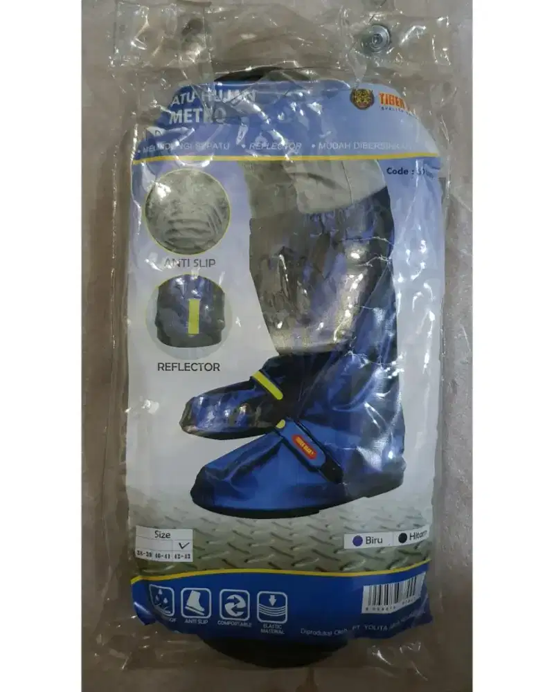 Jas hujan sepatu tiger head hitam Size 42-43 bahan pvc