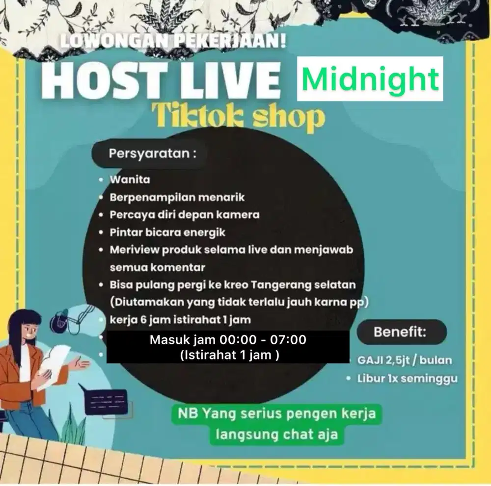 Di cari host live midnight (tengah malam) untuk 1 bulan