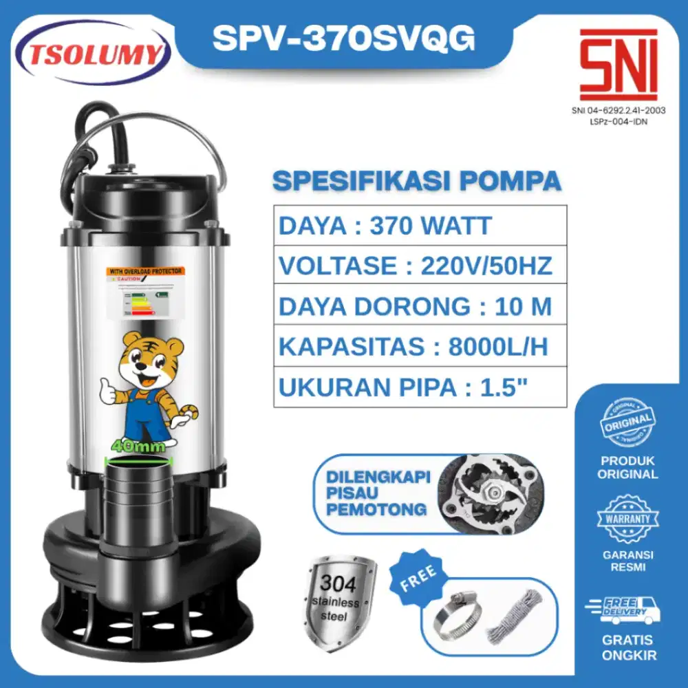 1,5 inch mesin pompa air celup submersibel dengan pisau pemotong