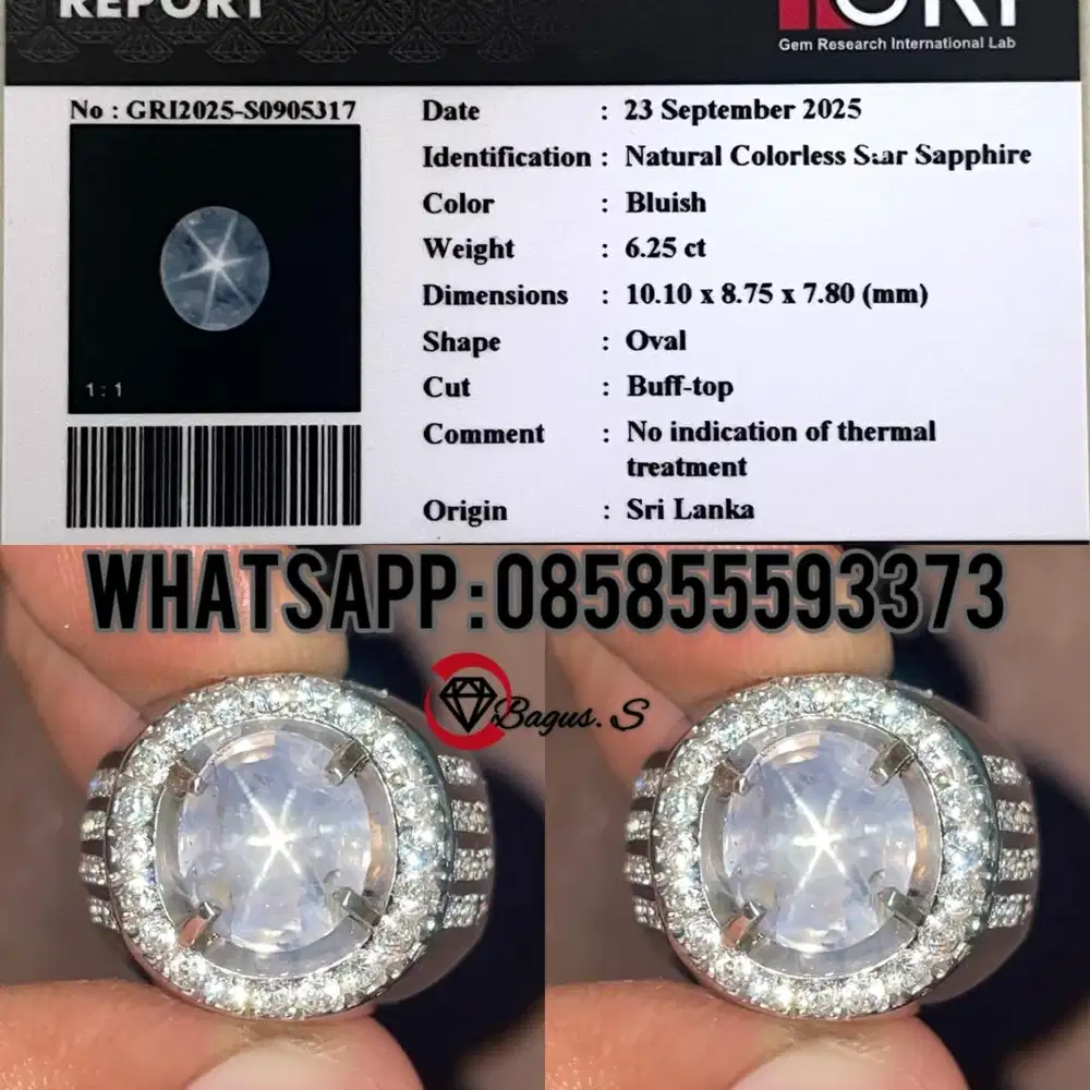 Natural Star Sapphire NoHeat Srilanka 6.25 CT