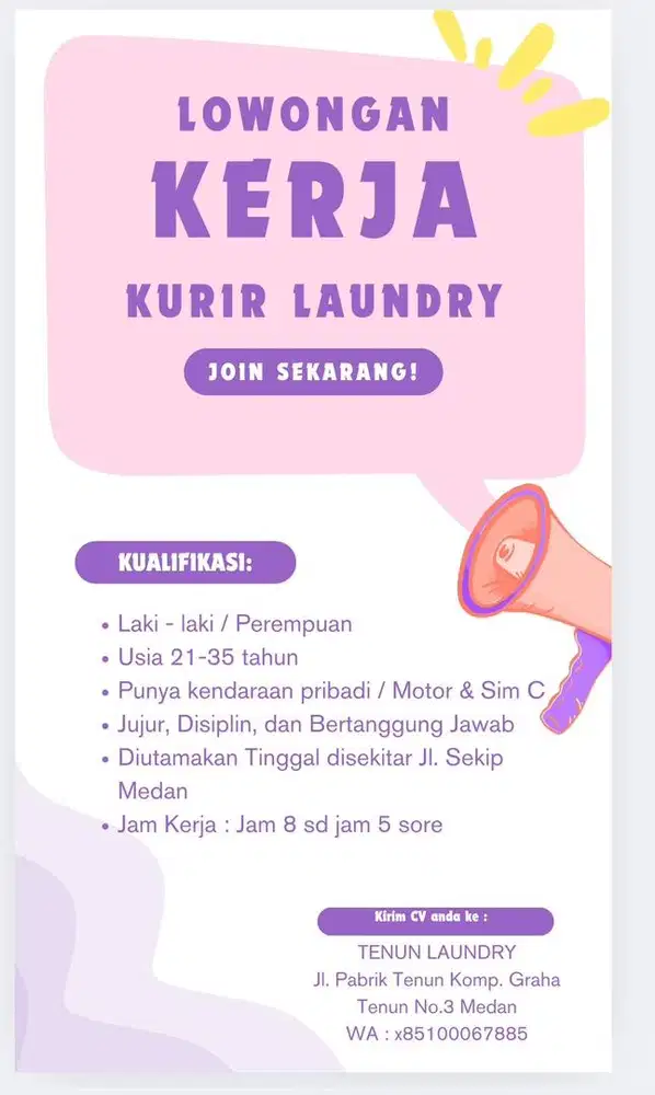 Lowongan kerja kurir laundry