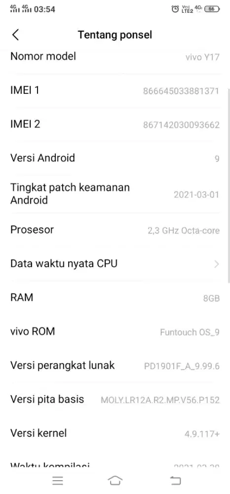 Jual Vivo y17 Ram 8/256GB
