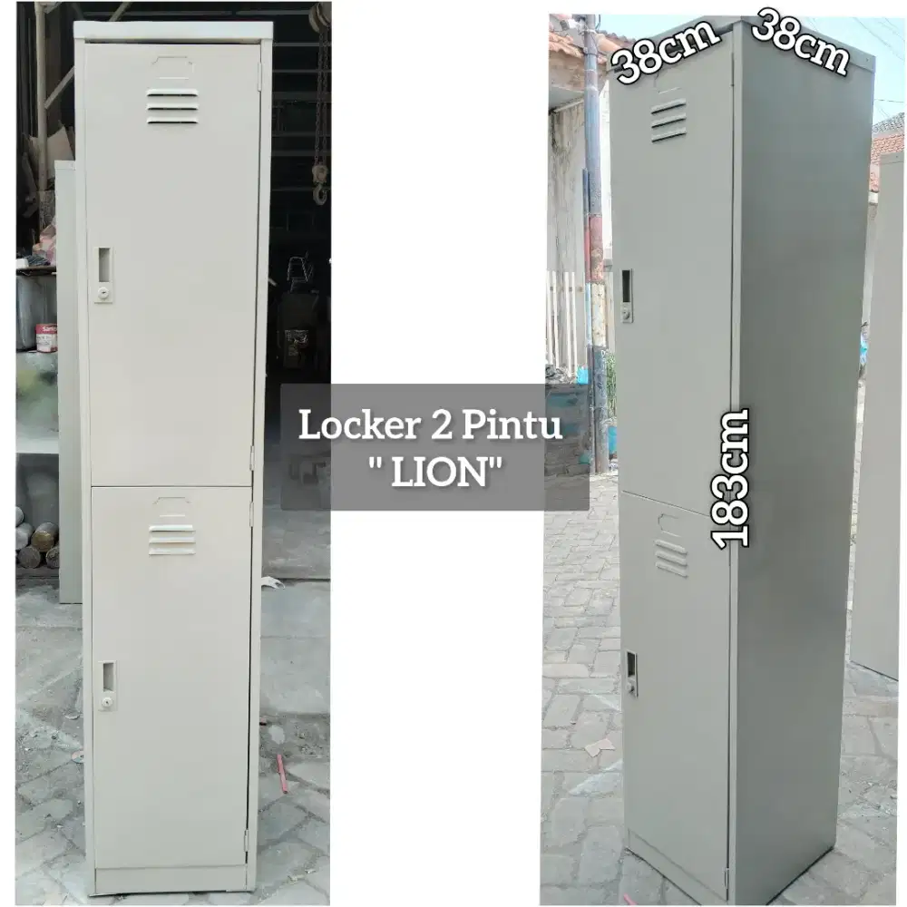 Locker 2 pintu LION Rekondisi Lemari Locker Besi 2 Pintu Bekas
