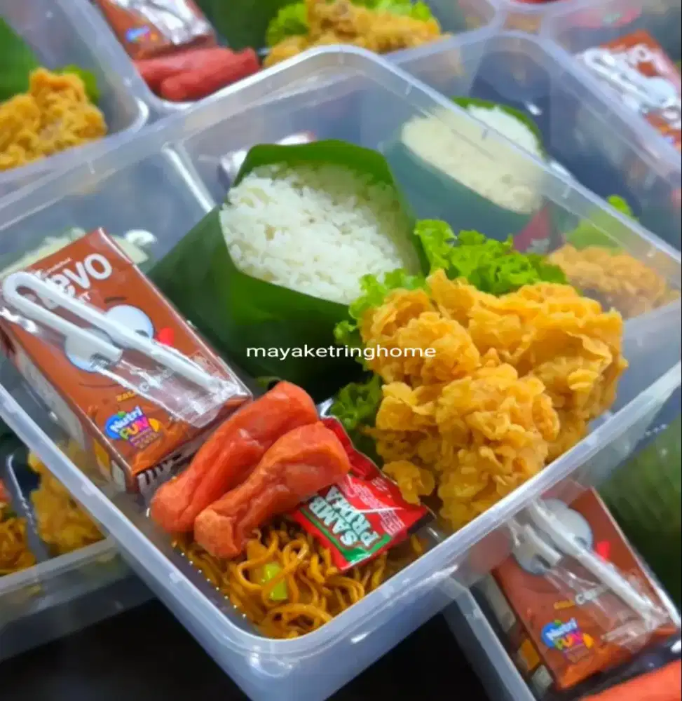 Aneka nasi kotak dengan menu bervariasi
