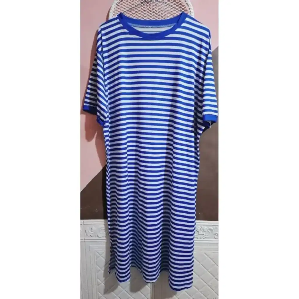 Dress biru stripe