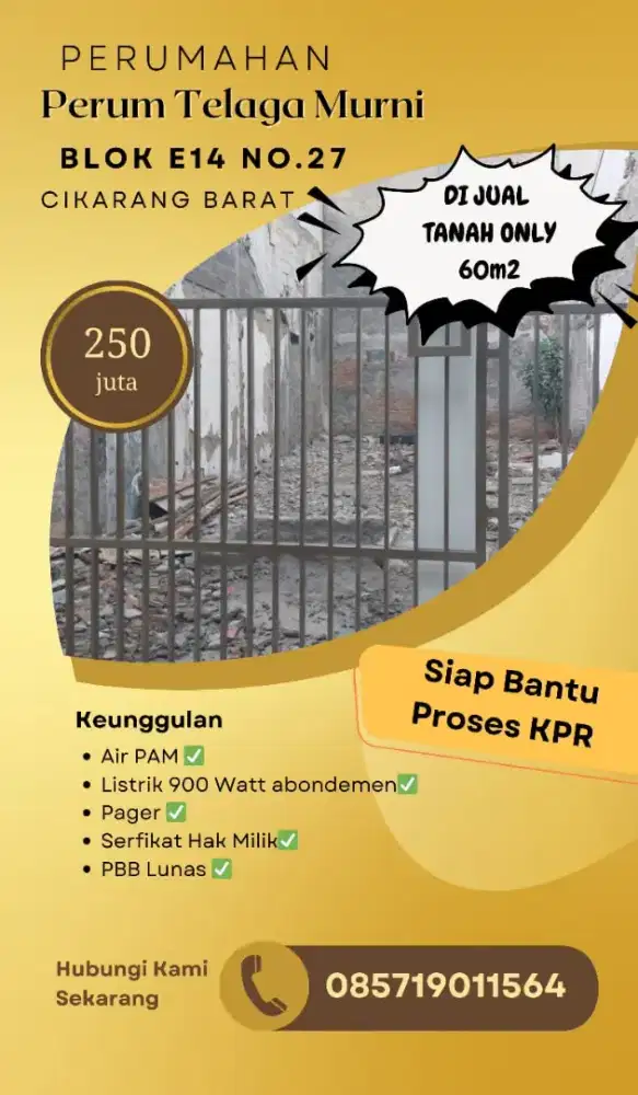 DIJUAL TANAH ONLY DALAM PERUMAHAN