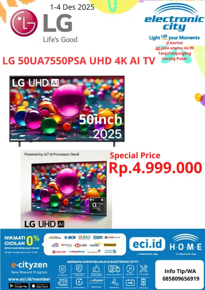 LG 50UA7550PSA UHD 4K AI TV New
