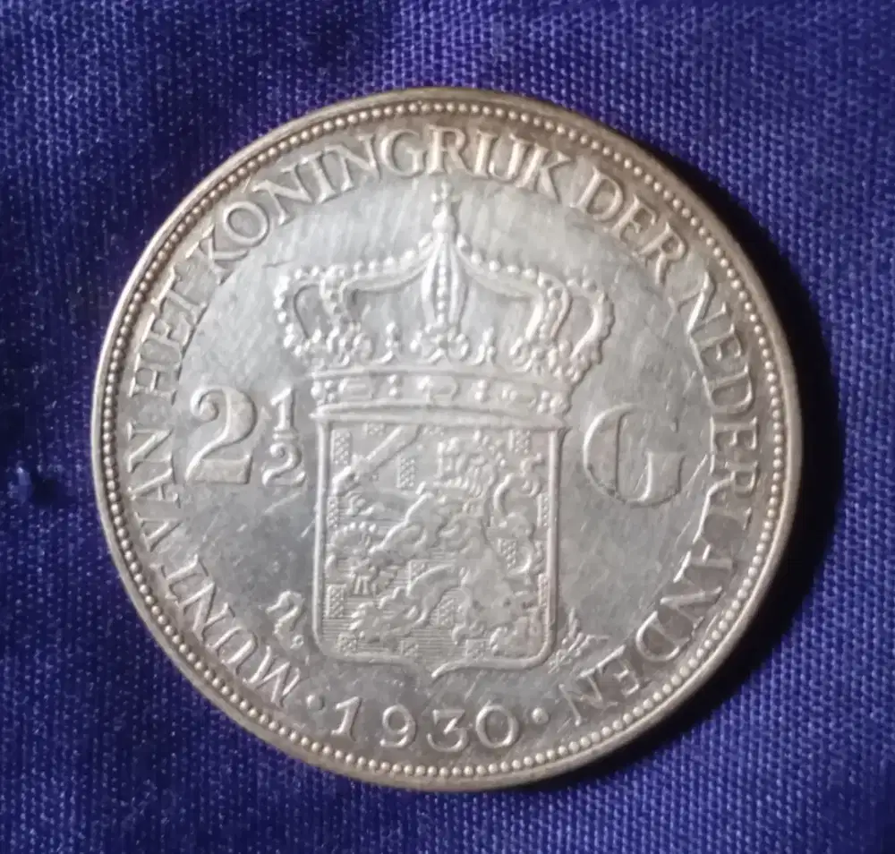 Uang Koin Langka Nederland 2½ Golden Tahun 1930,1933,1938,1939 -Antik-