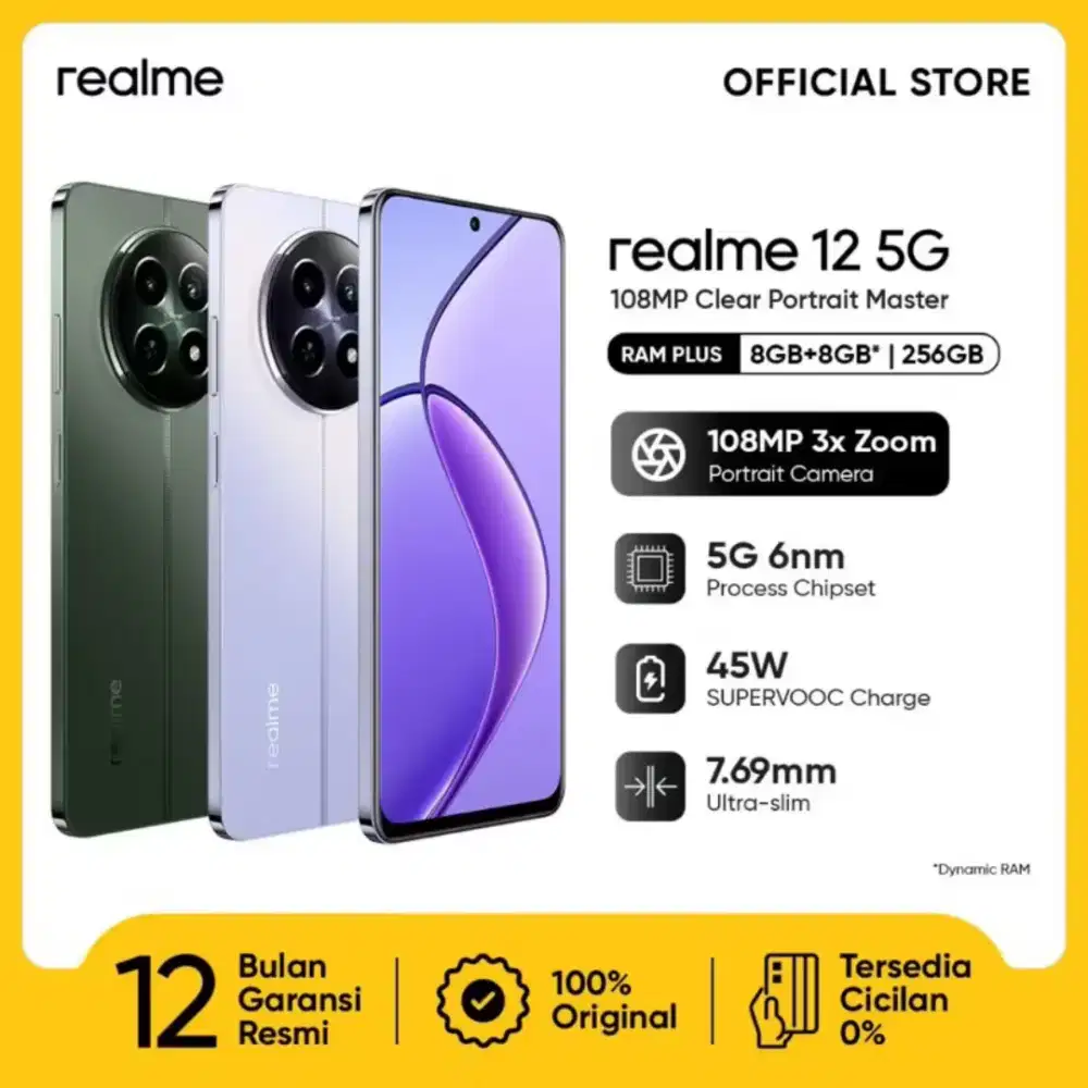 BARU. SEGEL. GARANSI 1TAHUN.REALME 12 5G.RAM 8/256.
