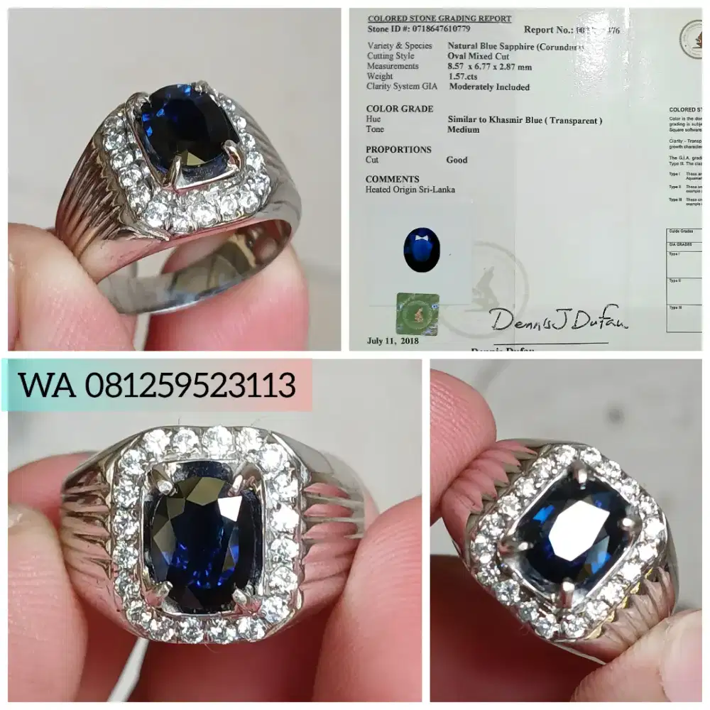 Blue Sapphire Srilanka 1.57cts Similiar to Khasmire Color Eye Clean