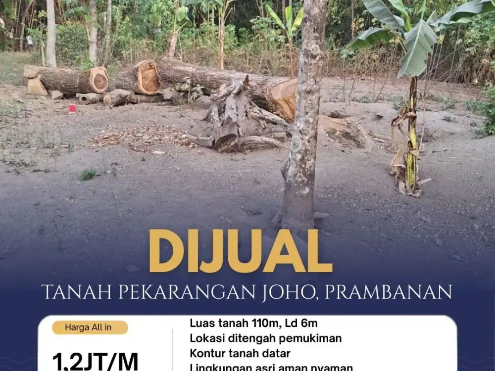 TANAH PEKARANGAN SHM DI TENGAH PEMUKIMAN JOHO, PRAMBANAN