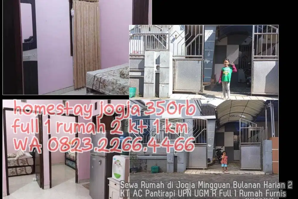 Sewa Rumah di Jogja Mingguan Bulanan Harian 2KT AC Pantirapi UPN UGM R