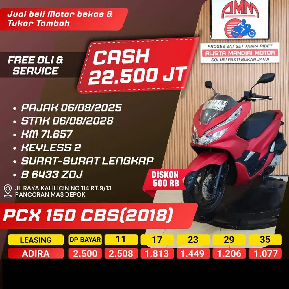 PCX 150 CBS TH 2018 BISA CASH/KREDIT/TT BISA BAYAR PAKAI CC/PAYLATER