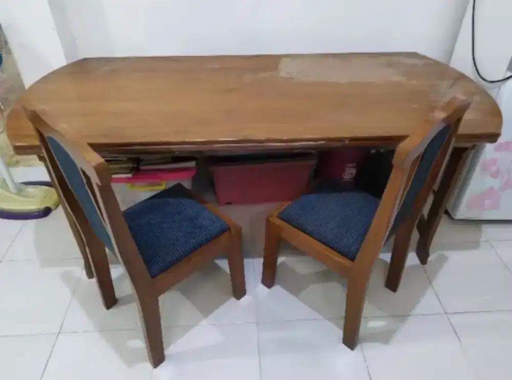 MEJA MAKAN DAN KURSI KAYU JATI