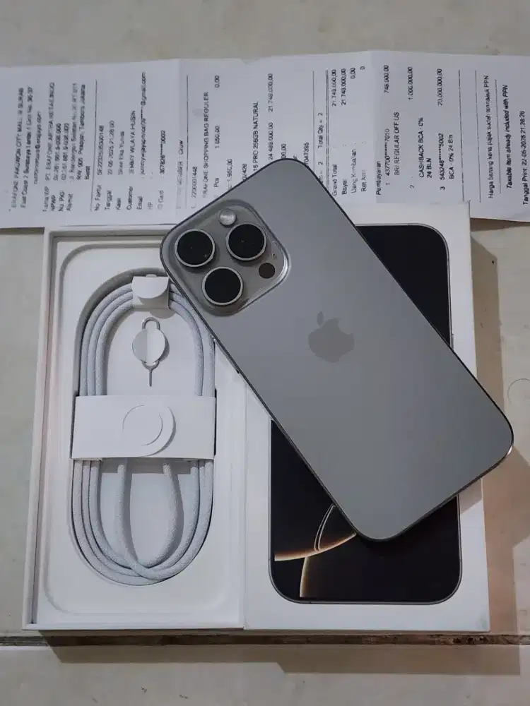 I Phone 16 Pro 256Gb IBOX, warna Natural, kondisi 99,9% Mulus (BH:97%)