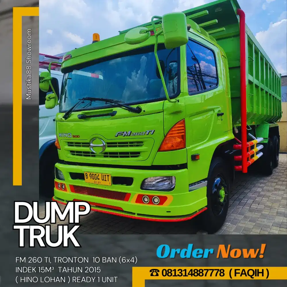 DUMP TRUK HINO LOHAN FM 260 TI, TRONTON 10 BAN, INDEK 24M³, TH. 2015