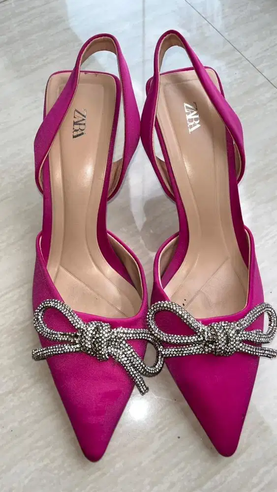 Sepatu High Heels Pita Pink Fuschia untuk Kondangan, Pesta| Zara