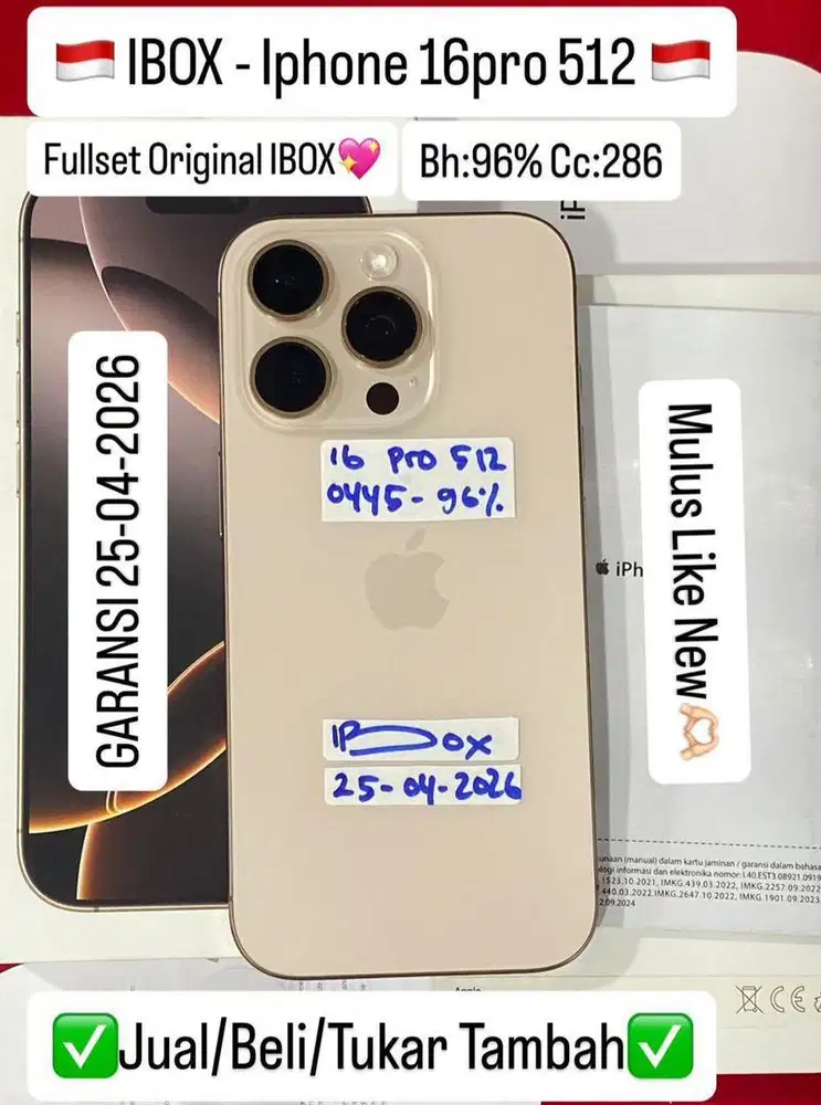 Iphone 16 pro 512 Gb Desert Titanium Resmi ibox Garansi Panjang