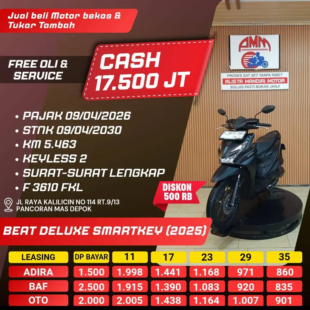 BEAT DELUXE SMARTKEY TH 2025 BISA CSH/KREDIT/TT/ PAKAI CC/PAYLATER