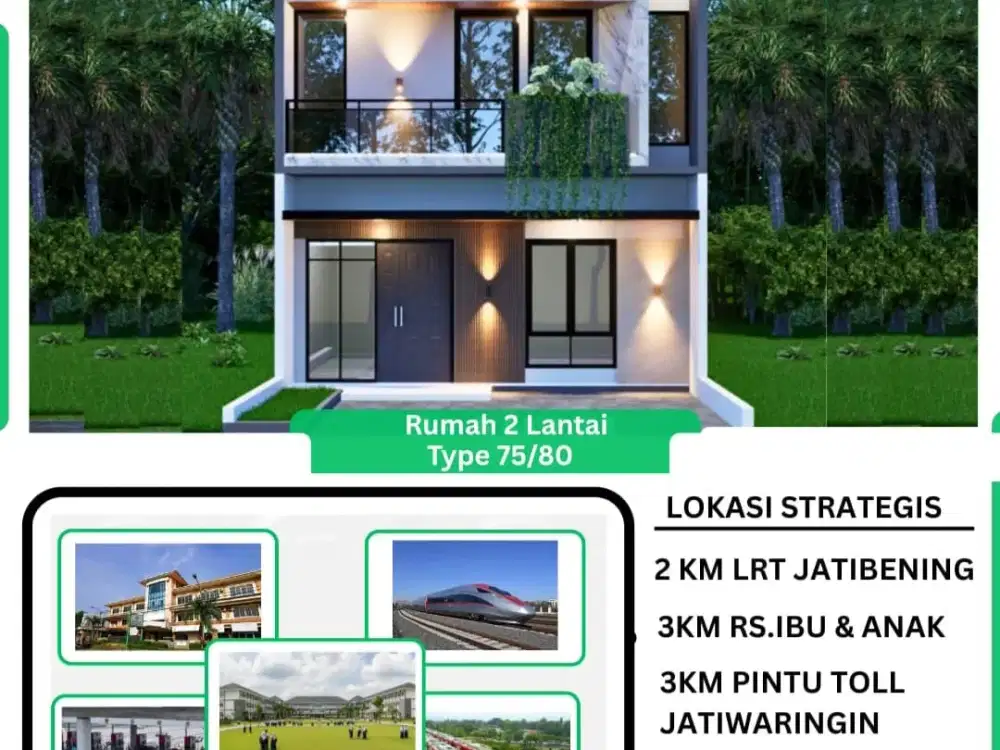 Rumah cluster termurah di Jatiwaringin Unit terbatas cumca 5 Rumah full bata merah