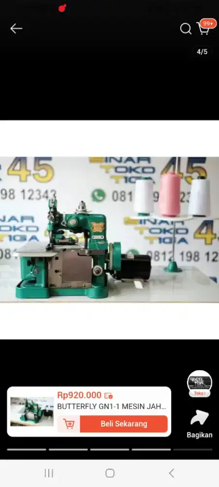 Mesin obras butterfly 3 benang