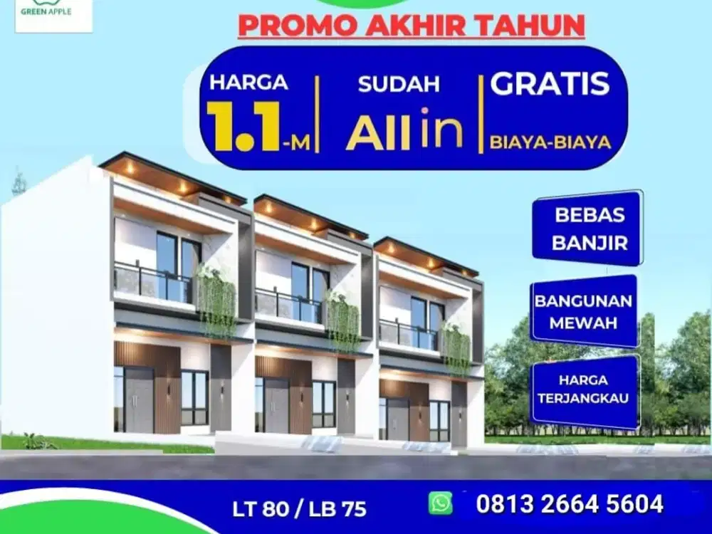 Cluster termurah di Jatiwaringin dinding bata merah lokasi bebas banjir dekat Stasiun LRT