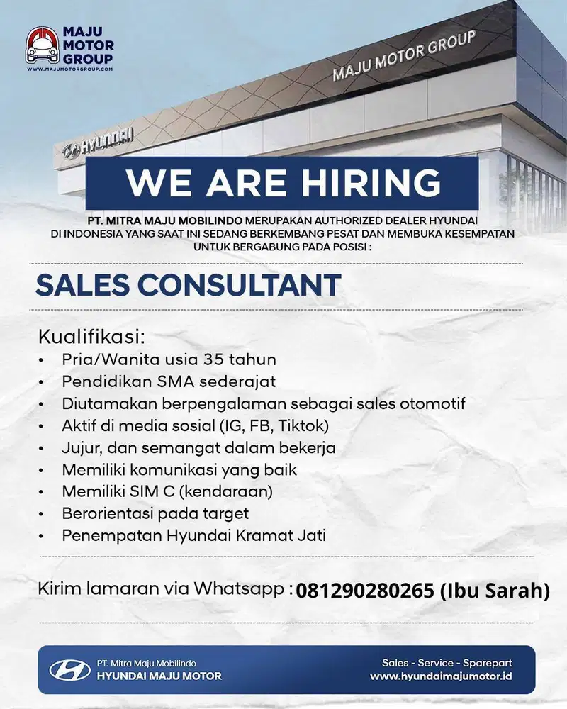 Loker Sales Consultant Hyundai
