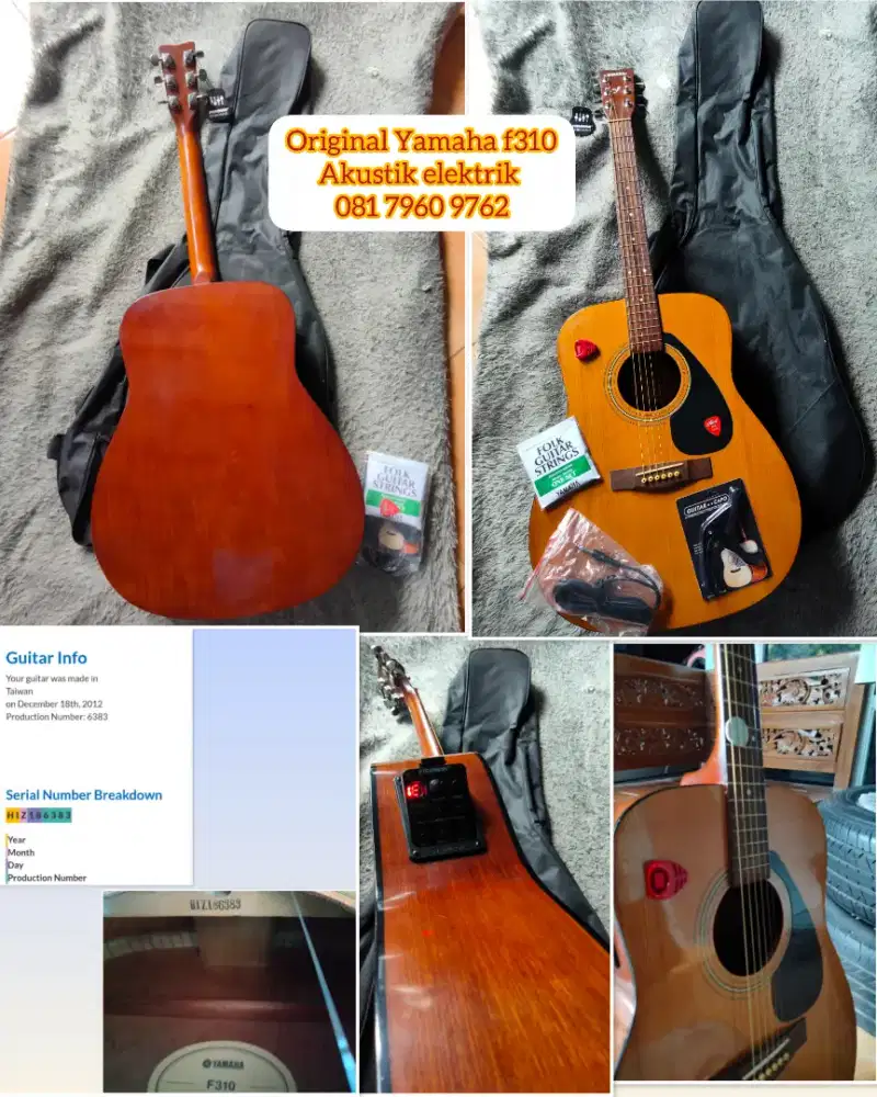 Gitar Yamaha f310 original akustik elektrik lengkap siap pakai