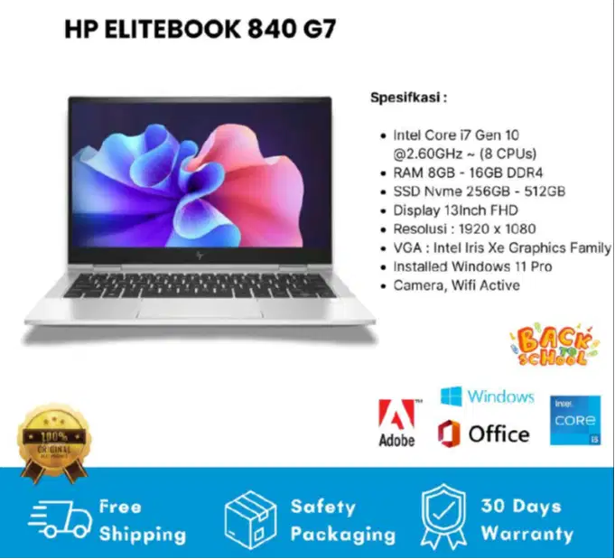 LAPTOP HP 840 G7 INTEL CORE i7 GEN 10 BERGARANSI  DL-RTV
