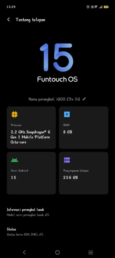 IQOO Z9X 8/258 mulus fullset