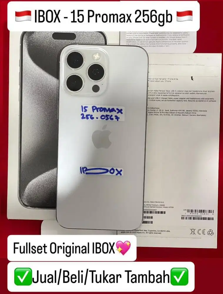 Iphone 15 Promax 256 Gb White Titanium Resmi Ibox