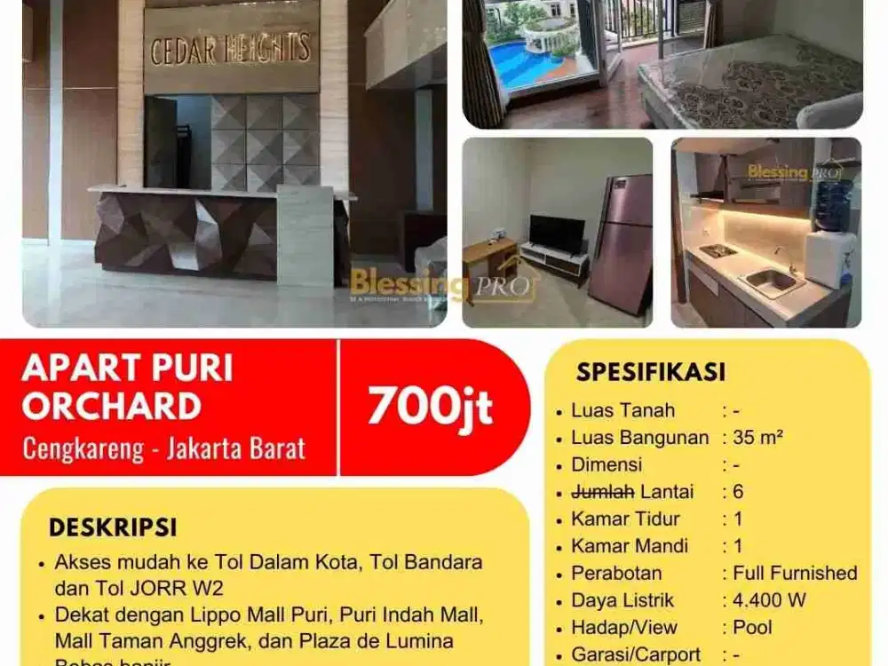 Dijual Apart PURI ORCHARD Cengkareng Jakarta Barat