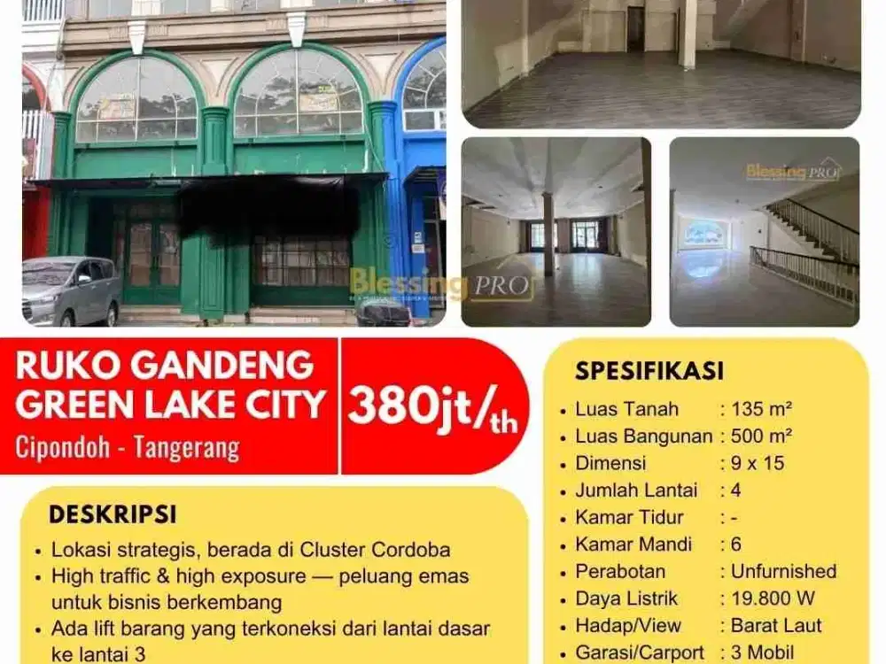 Disewakan Ruko Gandeng grand like city