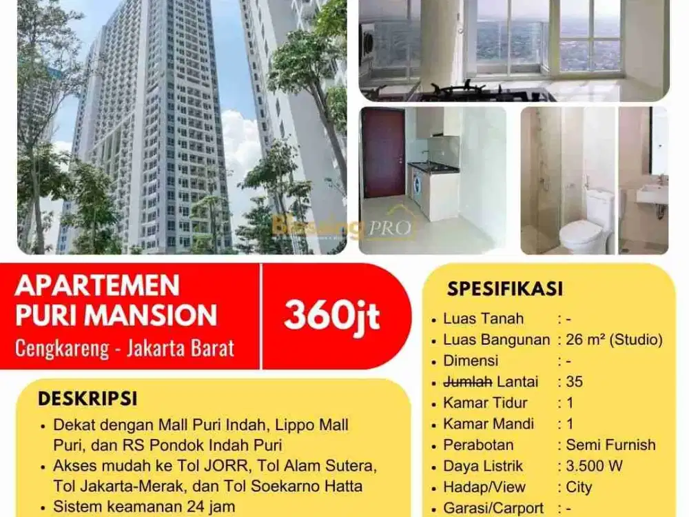 Dijual Apart PURI MENSION Cengkareng jakarta barat