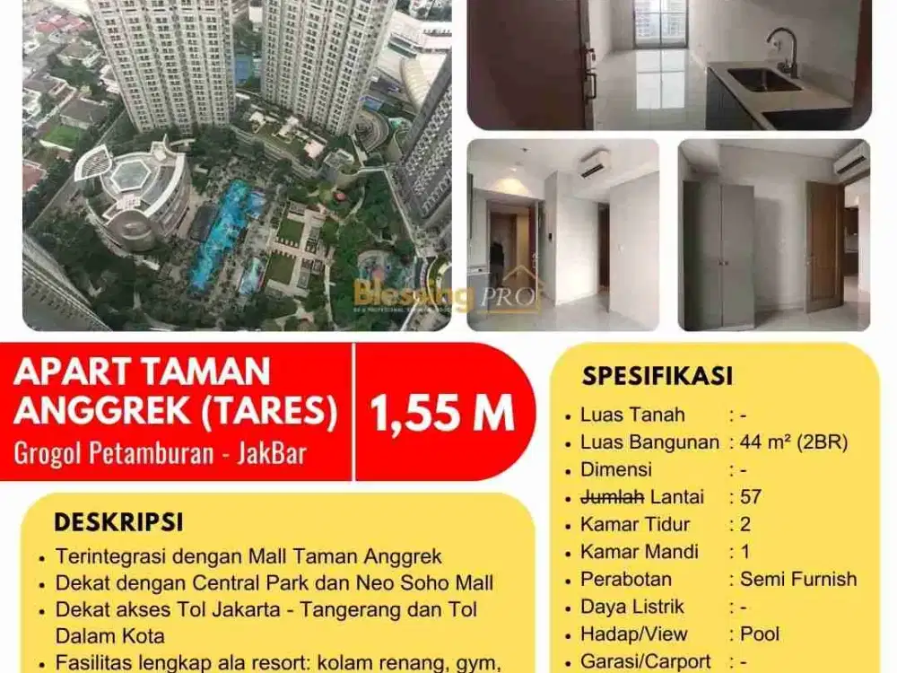 Dijual Apartemen Taman Anggrek Tares jakarta barat