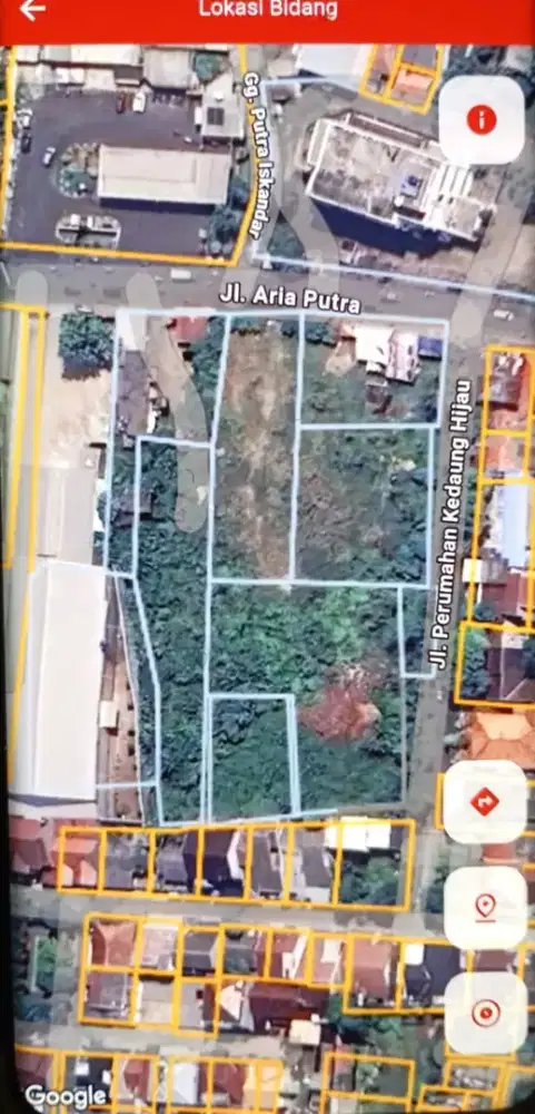 Jual Tanh Kosng 8,740m2 dpn SPBU Kedaung. Pinggr Jl Aria Putra-Tangsel