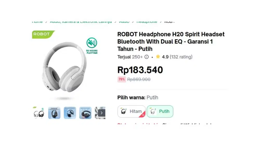 ROBOT Headphone H20 Spirit Headset Bluetooth Dual EQ