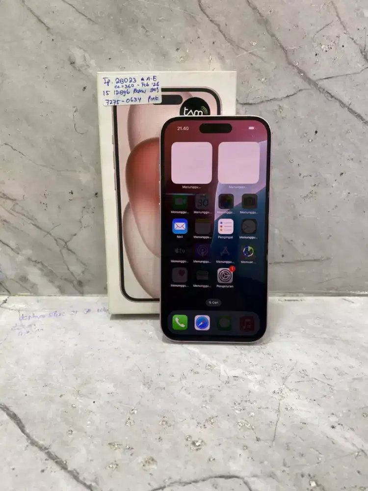 Di jual HP IPHONE 15 PINK TITANIUM 128GB IBOX
