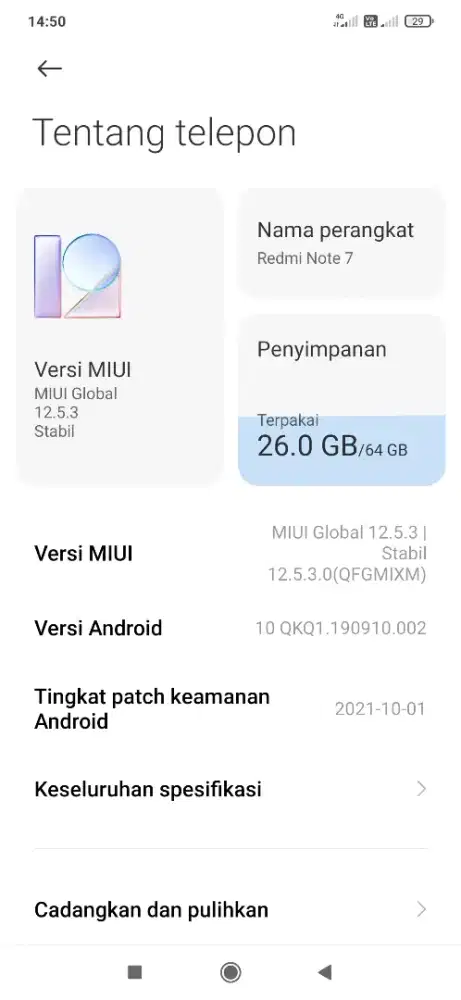 HP Xiaomi note  7 Ram 4/64. Hitam. Dus lengkap ori