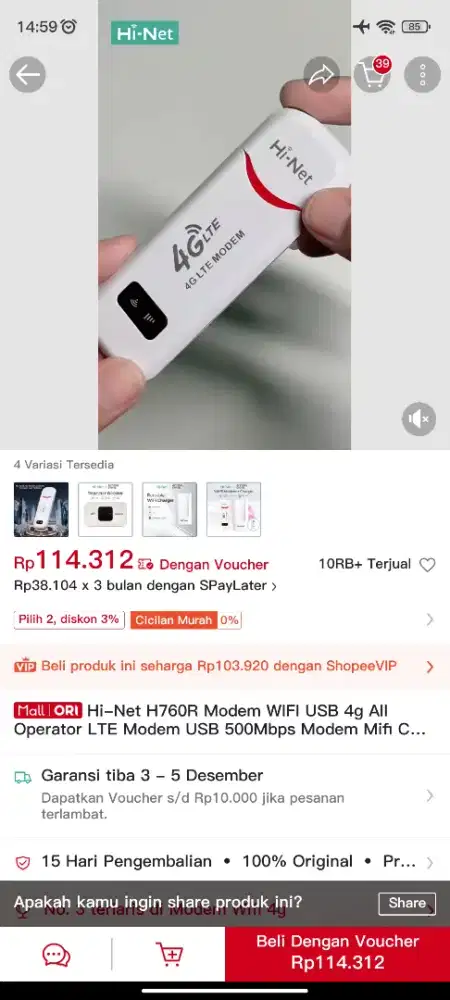 0Hi-Net H760R Modem WIFI USB 4g All opp Modem