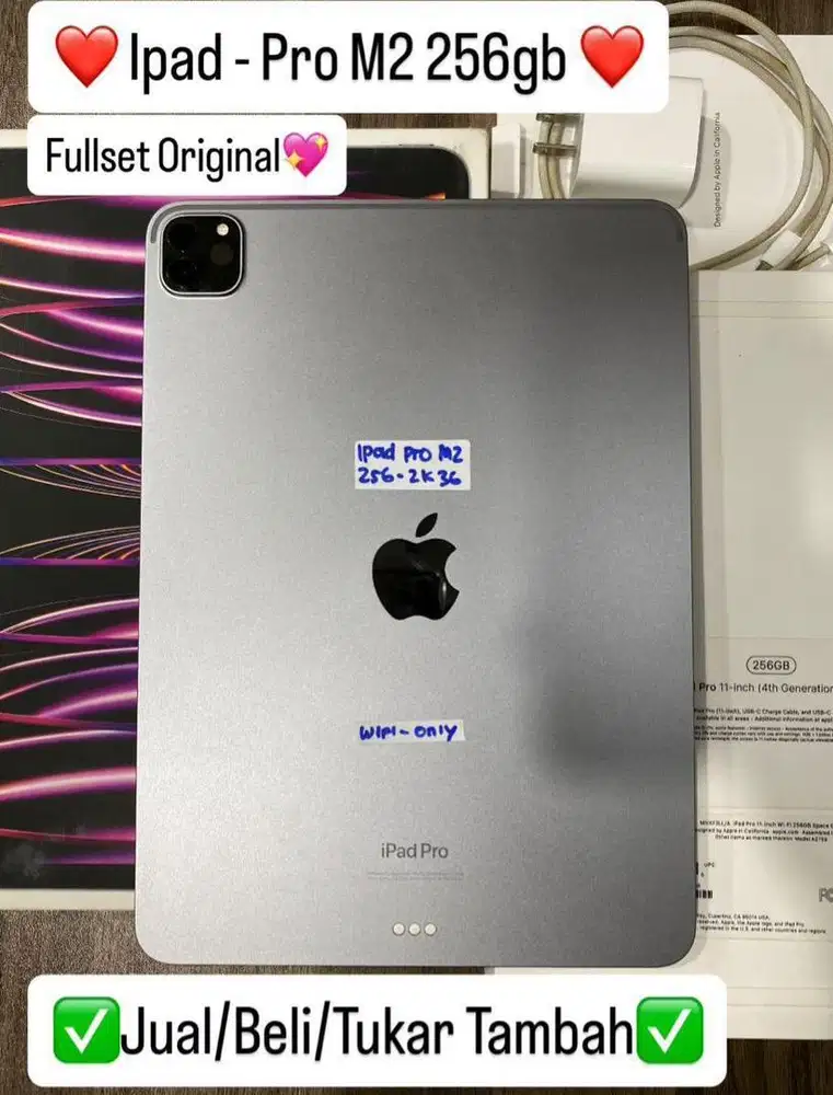 Ipad Pro M2 256 Gb 11 Inch Space Grey Fullset Ori