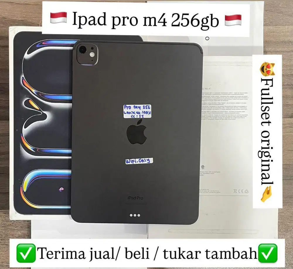 Ipad Pro M4 256 Gb 11 inch Space Black Fullset ori
