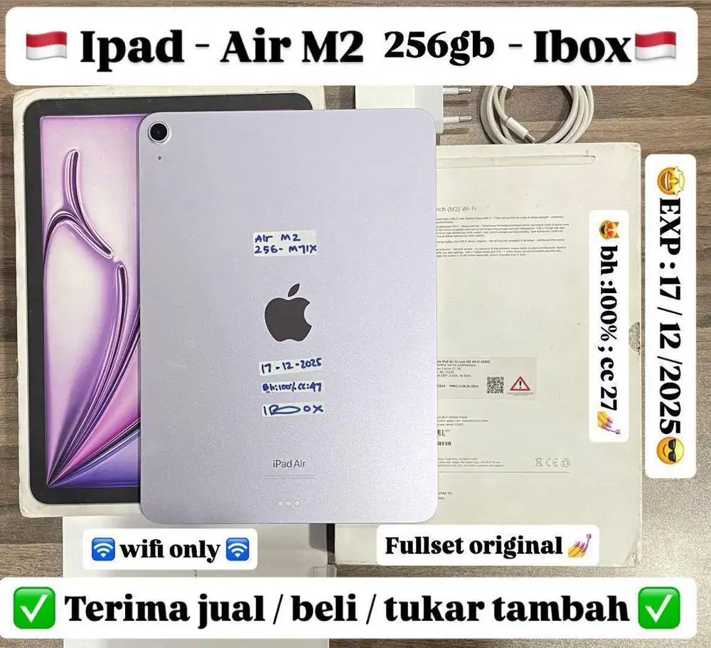 Ipad Air M2 256 Gb Purple Resmi ibox Garansi On