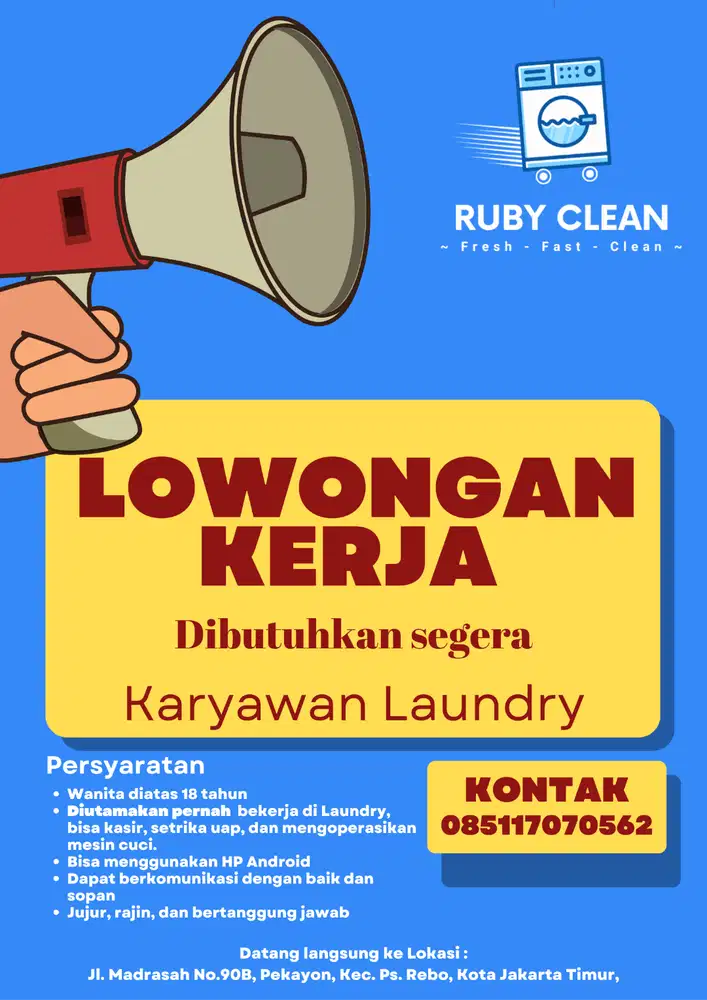 Lowongan Kerja Karyawan Laundry - Ruby Clean Laundry