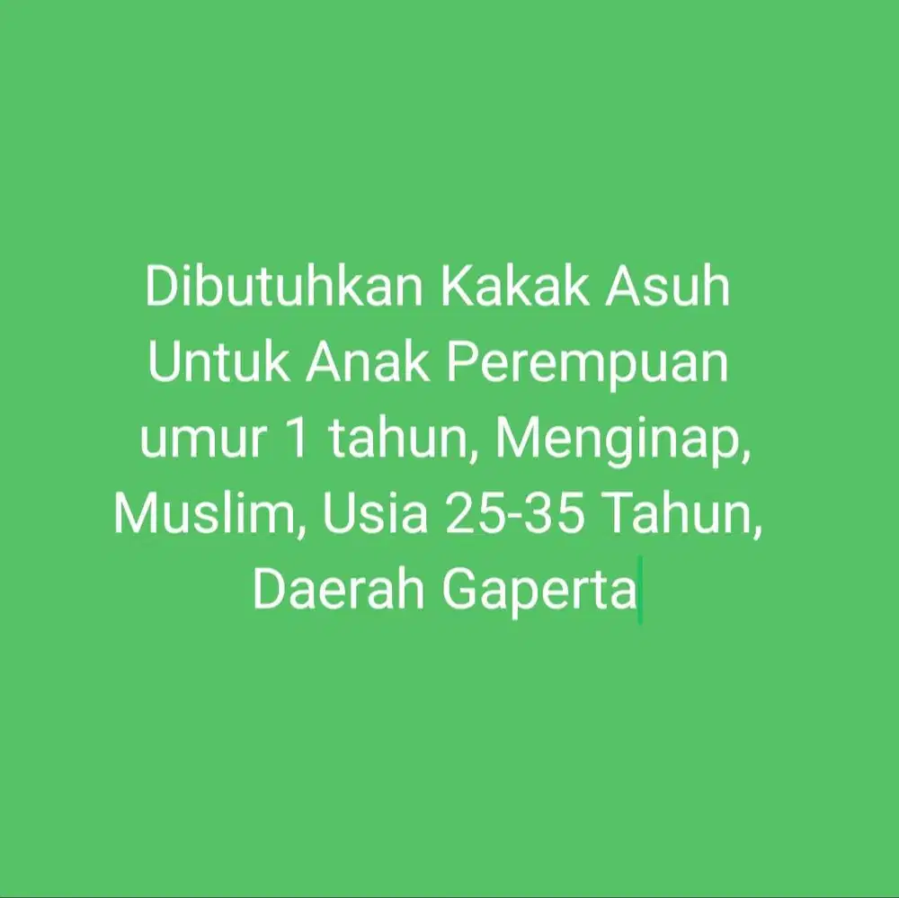 Dibutuhkan Kakak Asuh Untuk Anak perempuan umur 1 tahun