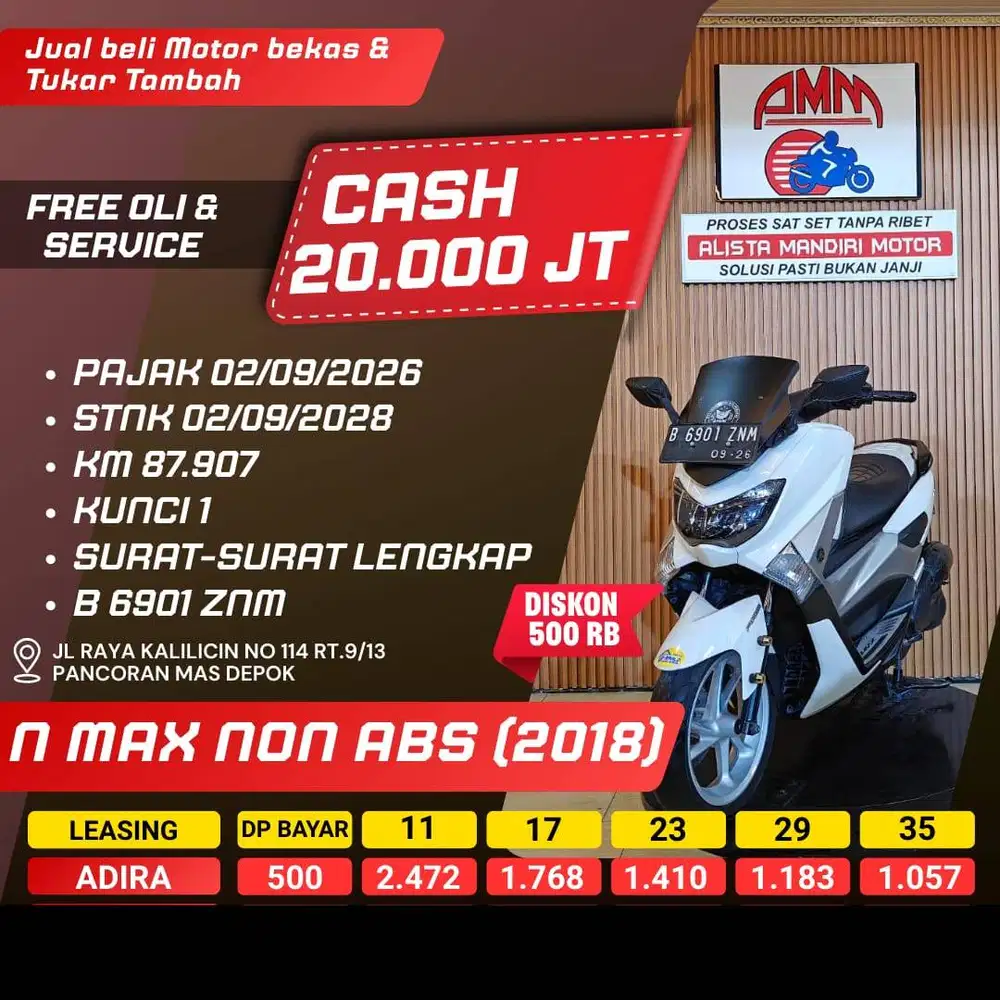 N MAX NON ABS 2018 DP 500 PAJAK HIDUP CC 0% KREDIVO TOKPED SPAYLATER