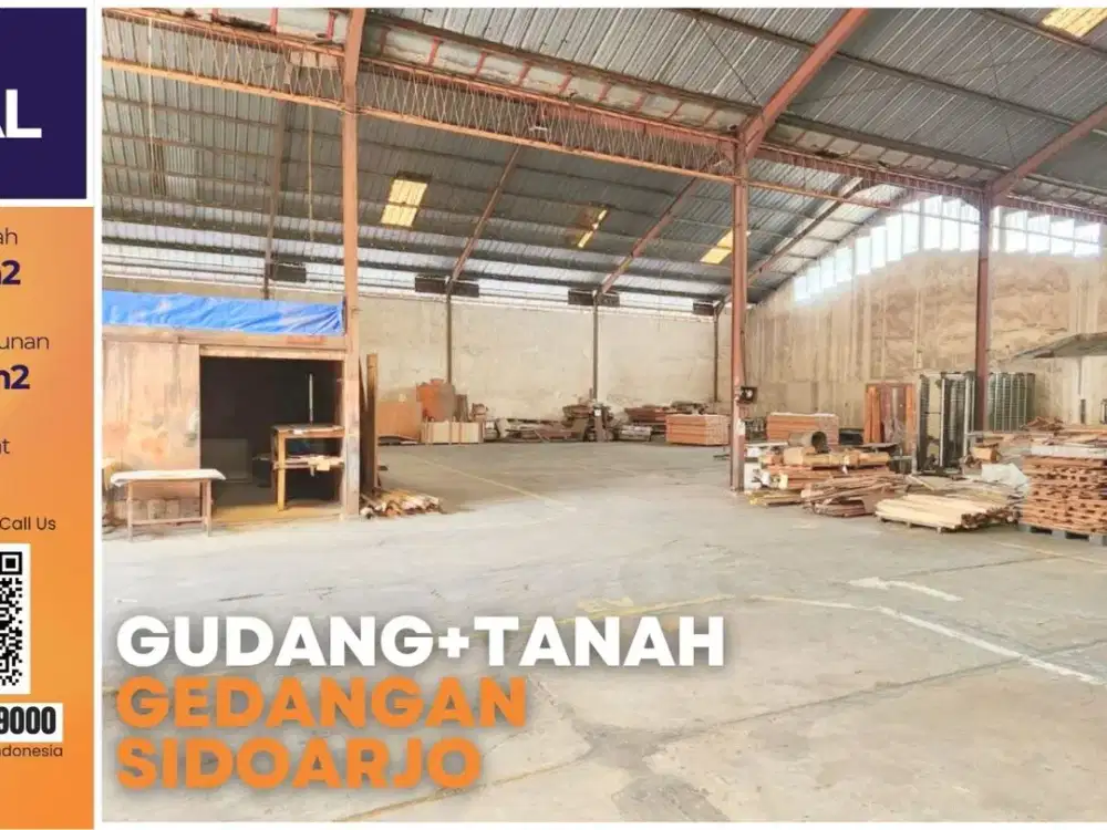 Jual Tanah + Gudang 2.600 m² di Gedangan Sidoarjo  – Akses Kontainer 40 Fee