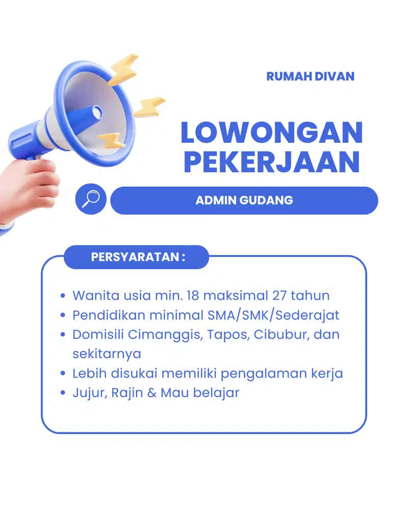 lowongan pekerjaan admin gudang