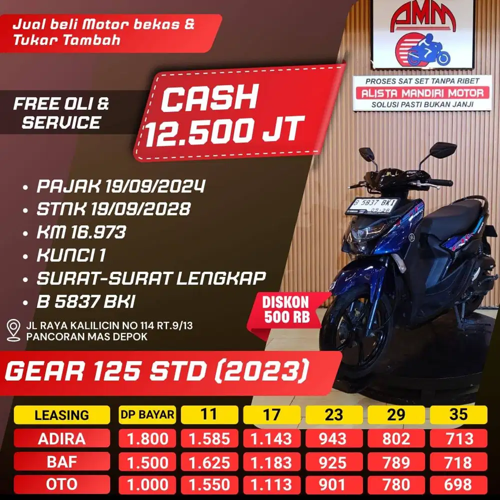GEAR 125 STD 2023 DP 1 JT KM LOW CC 0% KREDIVO TOKPED SPAYLATER GOPAY